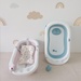 Chậu tắm gấp gọn kèm phao bơi Hanbei Baby Xanh - mặt trái
