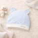 Mũ sơ sinh cho bé KidsPlaza tai gấu ND26H (Xanh trắng) - mặt trước