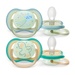 Ty ngậm silicon thông khí dạ quang Philips Avent đôi SCF376/18 (0-6M) Xanh Vàng - mặt trước