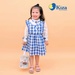 Váy kẻ trắng xanh kèm áo trắng Kiza - mặt trước