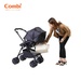 Xe đẩy Combi CrossGo 4 bánh quay tự động (Màu Đen Cam) - góc nghiêng