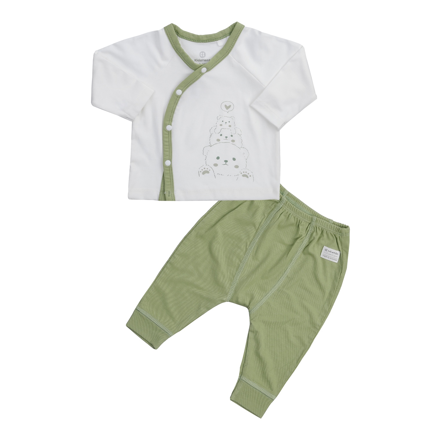 Bộ quần áo dài cài lệch KidsPlaza Otis ND24H (Trắng xanh) 0-3M