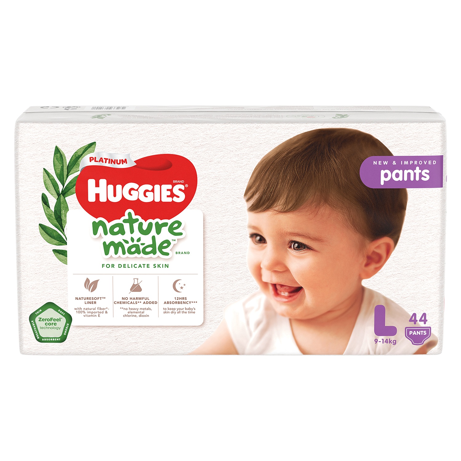 Bỉm - Tã quần Huggies Nature size L44 miếng (cho bé 9-14kg)