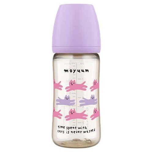 Bình sữa Moyuum PPSU in Cat 270ml (Màu tím)