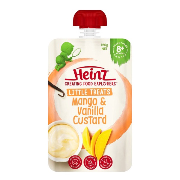 Dinh dưỡng hữu cơ Heinz Custard xoài, vani 120g