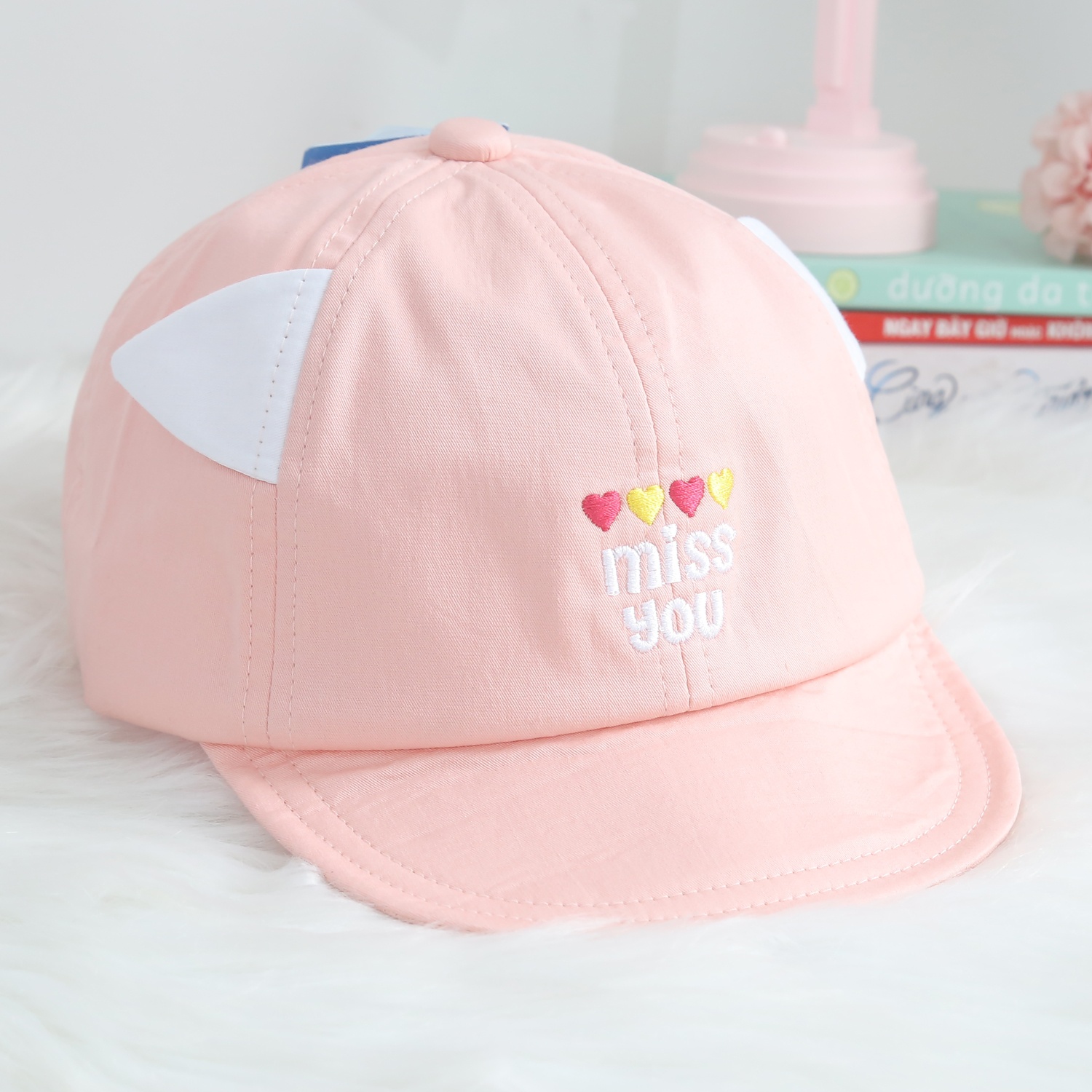 Mũ lưỡi trai Kidsplaza thêu chữ miss you (Hồng cam) DN24H