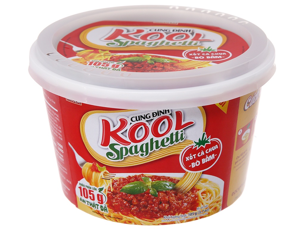 Mì Cung Đình Kool Spaghetti Sốt Bò Bằm Bát 105g - Bữa Ăn Nhanh Gọn, Đậm Đà Hương Vị Ý