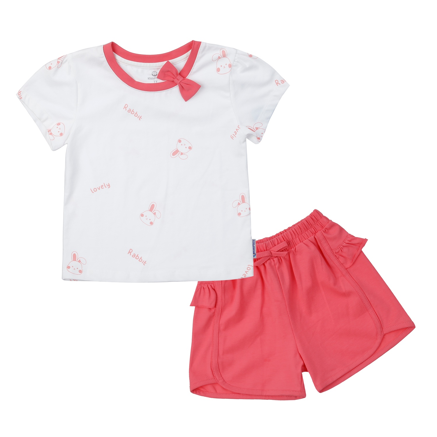 Set quần áo bé gái KidsPlaza cổ có nơ hồng TT24H (Màu trắng)