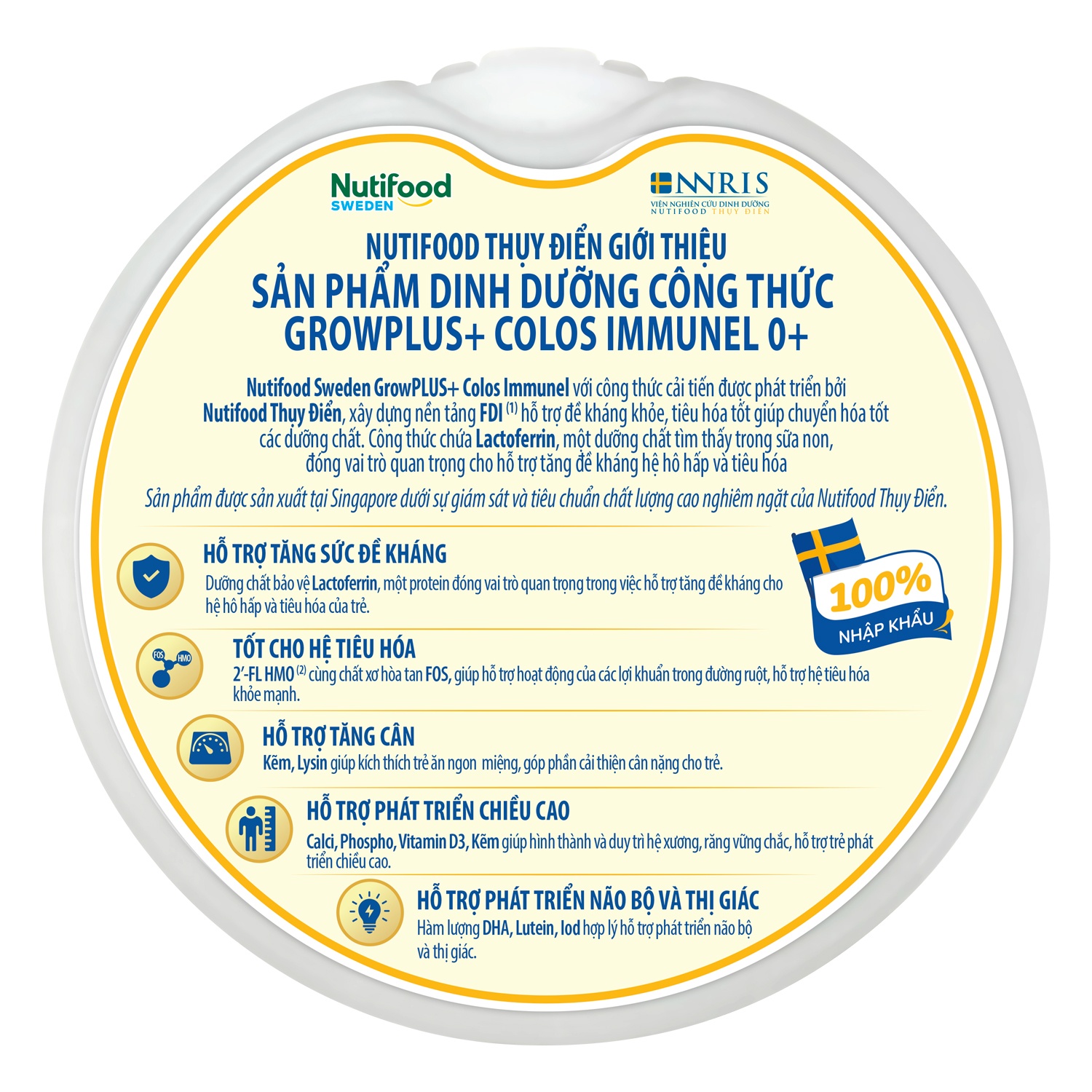 Lợi ích nổi bật của Sữa bột Nutifood GrowPlus+ Colos Immunel 0+ 800g cho bé 0-12 tháng