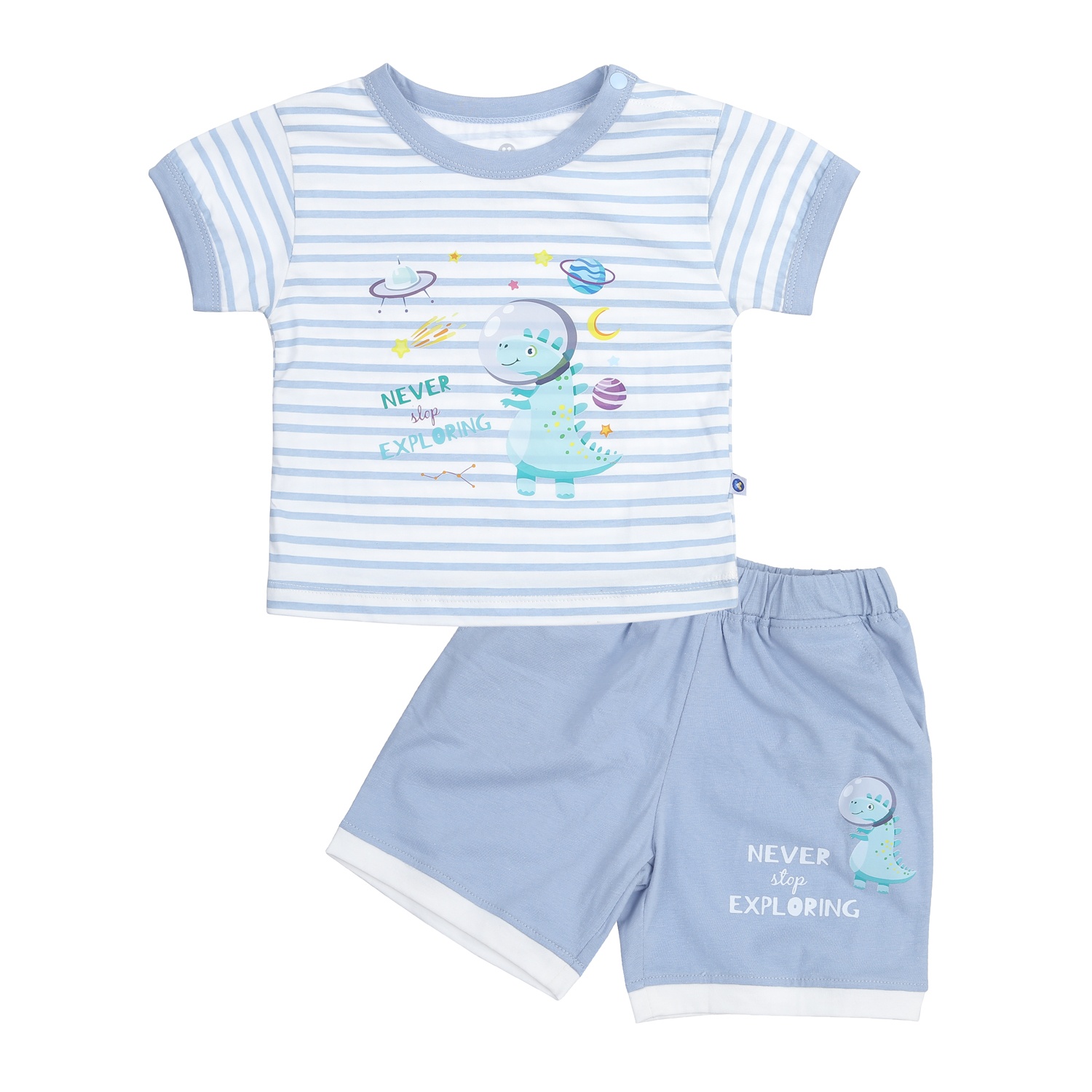 Bộ quần áo cộc tay bé trai in hình khủng long và không gian vũ trụ KidsPlaza HN24H 