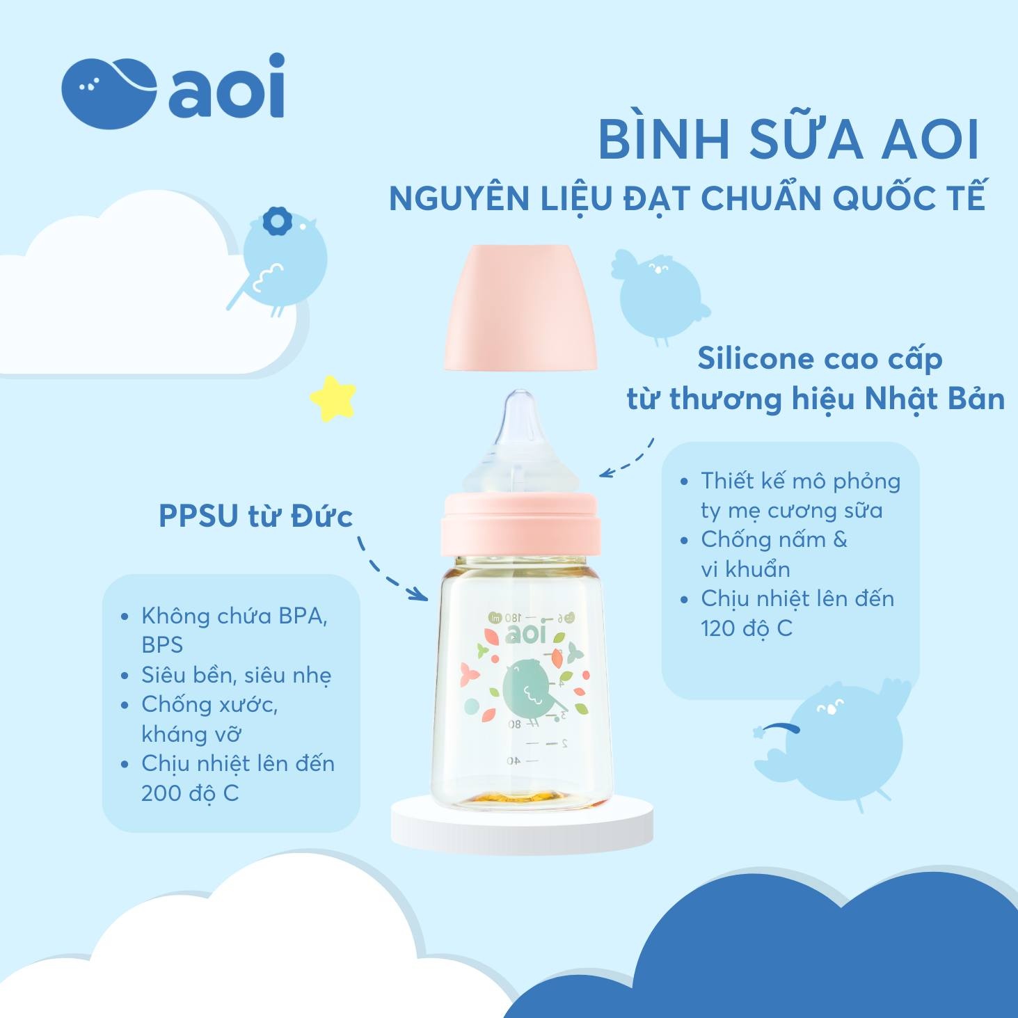 Bình sữa PPSU Aoi Space 180ml (Màu ngẫu nhiên) hình 4