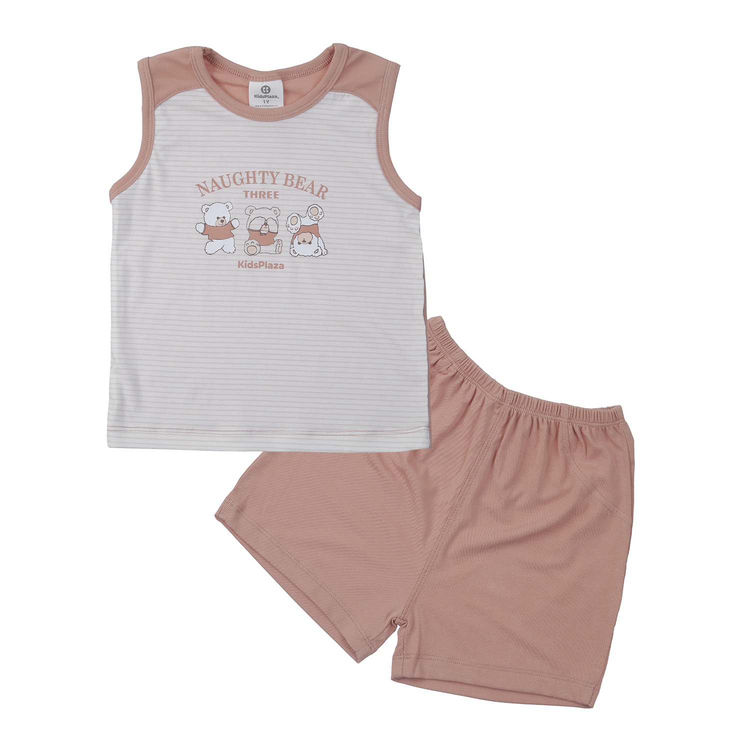 Bộ ba lỗ bé trai KidsPlaza Otis ND24H (Kẻ nâu) hình 1