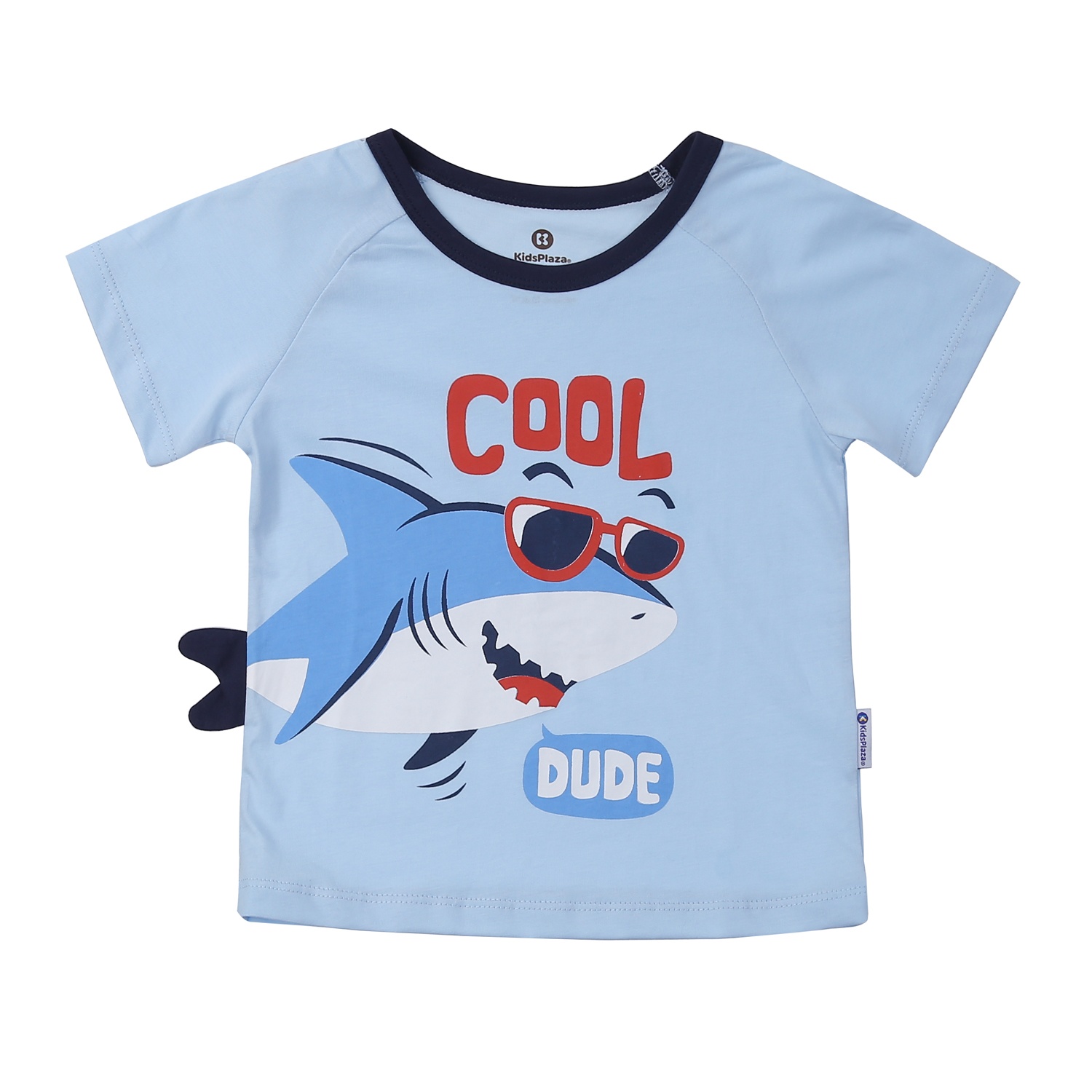 Bộ quần áo cộc tay bé trai in hình cá mập KidsPLaza M24H (Xanh)