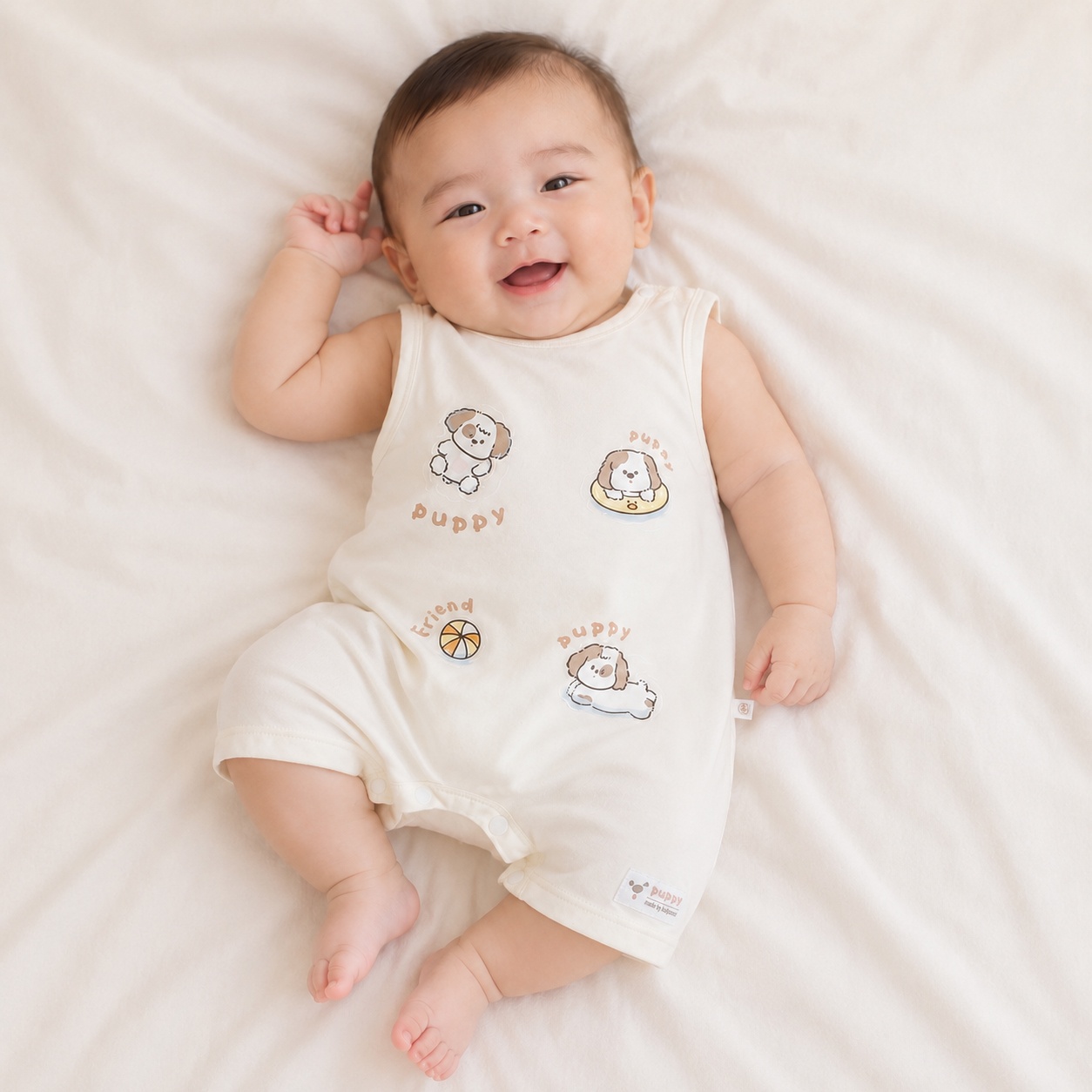 Bộ body ba lỗ KidsPlaza in cún M26H (Be) hình 2