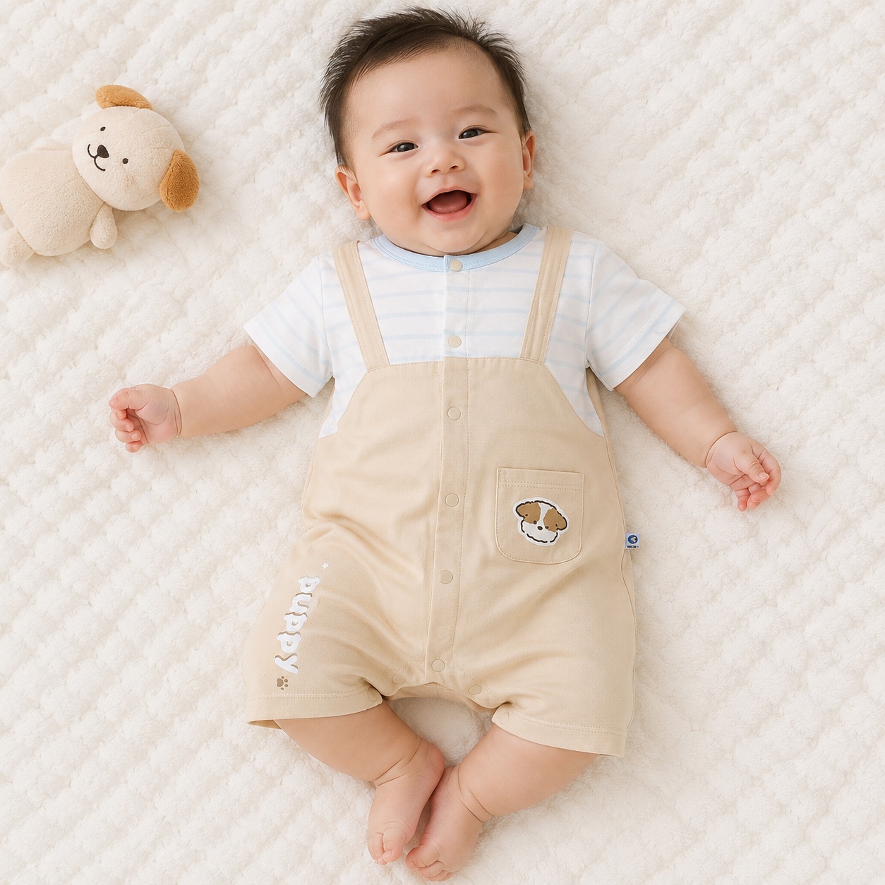 Bộ body cộc KidsPlaza giả yếm in cún Puppy HN26H (Xanh be) hình 2