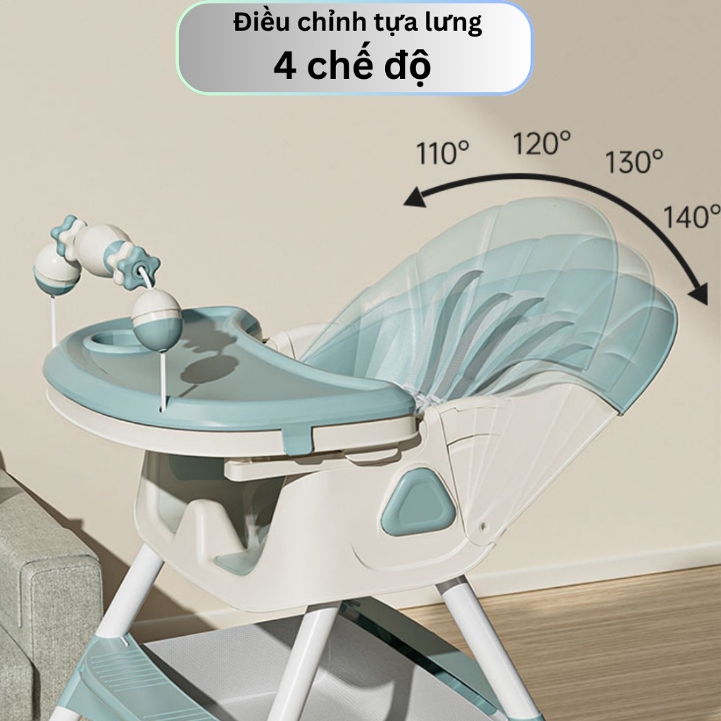 Ghế ăn dặm điều chỉnh độ cao Gluck 619 (Xanh)
