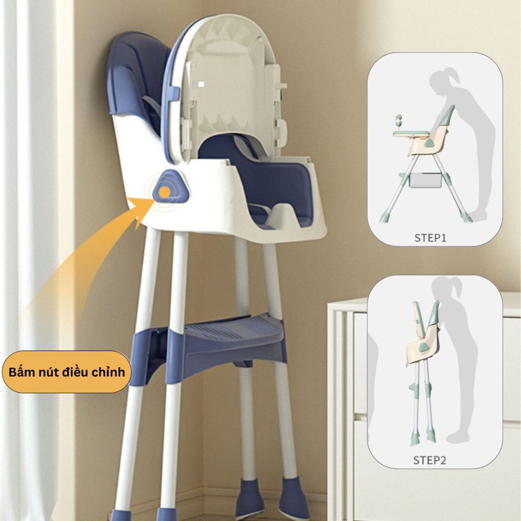 Ghế ăn dặm điều chỉnh độ cao Gluck 619 (Xanh)