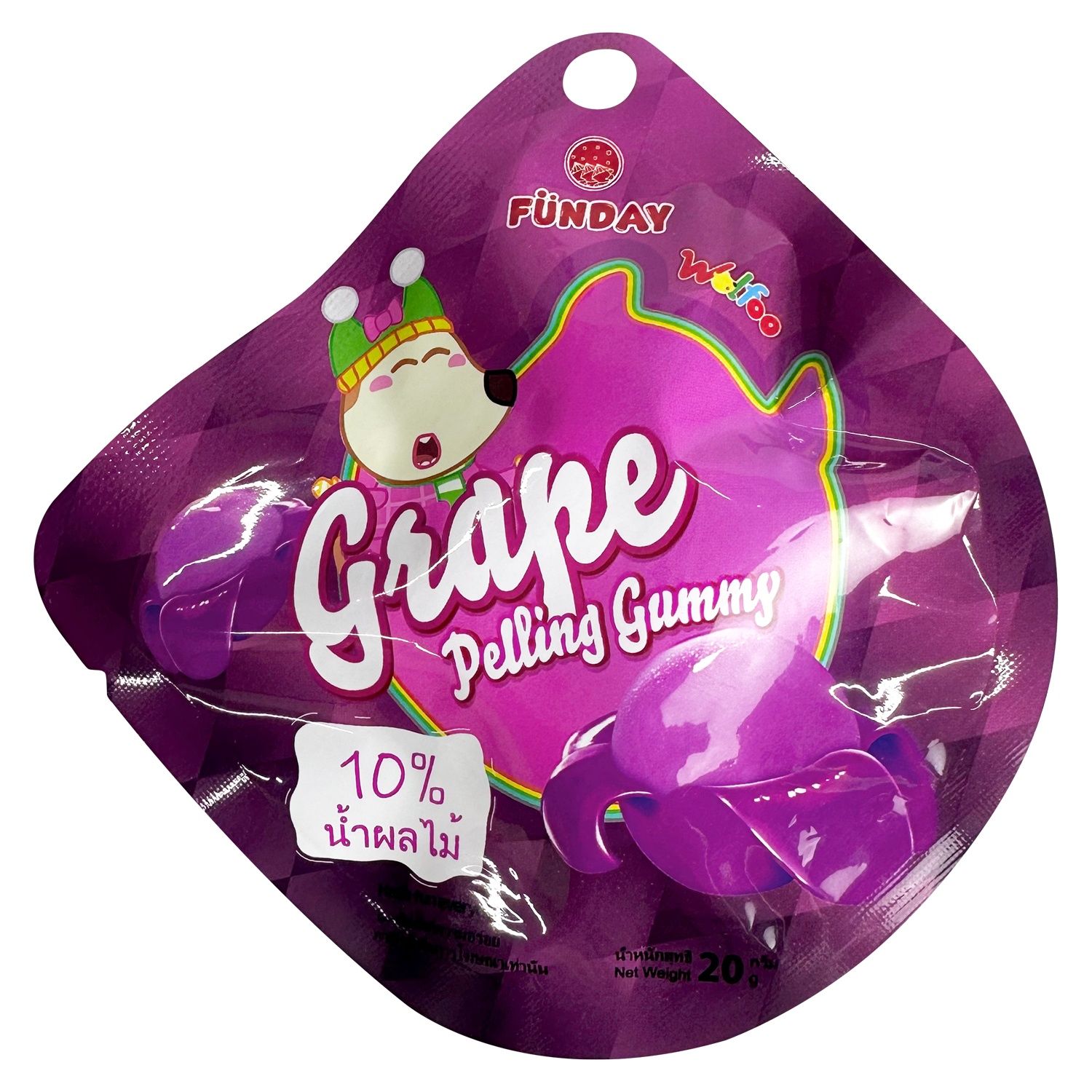 Kẹo dẻo hương nho bóc vỏ Wolfoo 20g hình 1