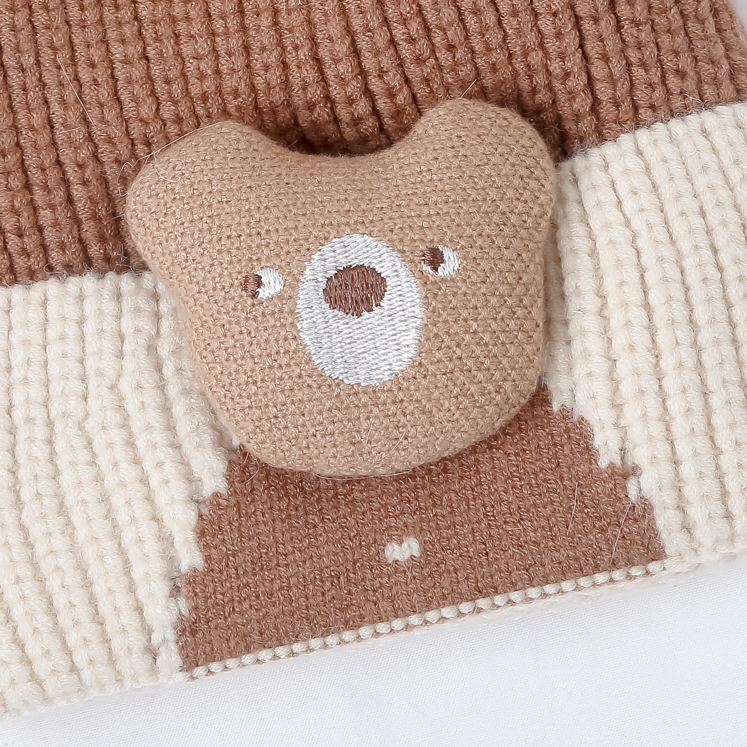 Mũ len cho bé KidsPlaza 25K-B02 hình gấu (Nâu) hình 2