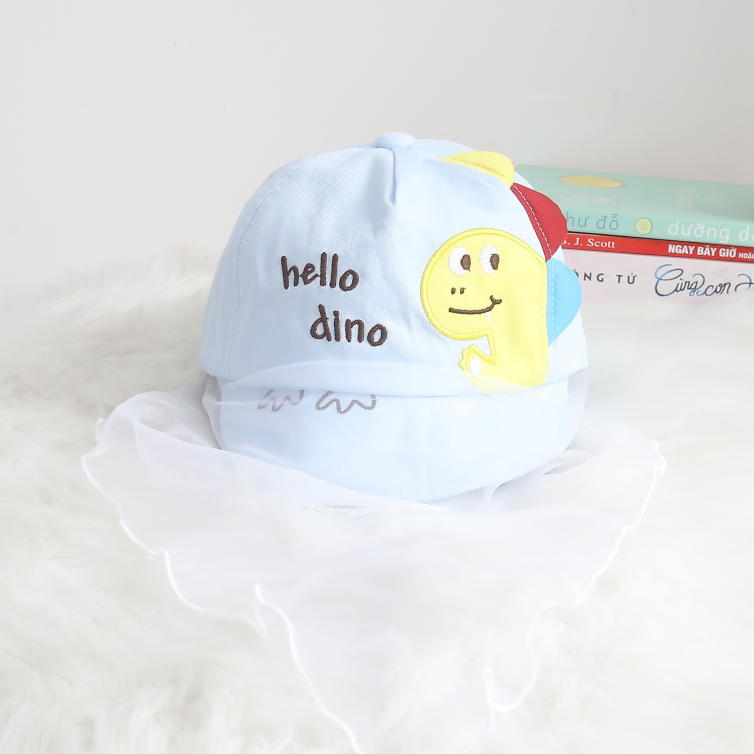 Mũ lưỡi trai phủ voan in hình khủng long KidsPlaza ND24H (Xanh dương)