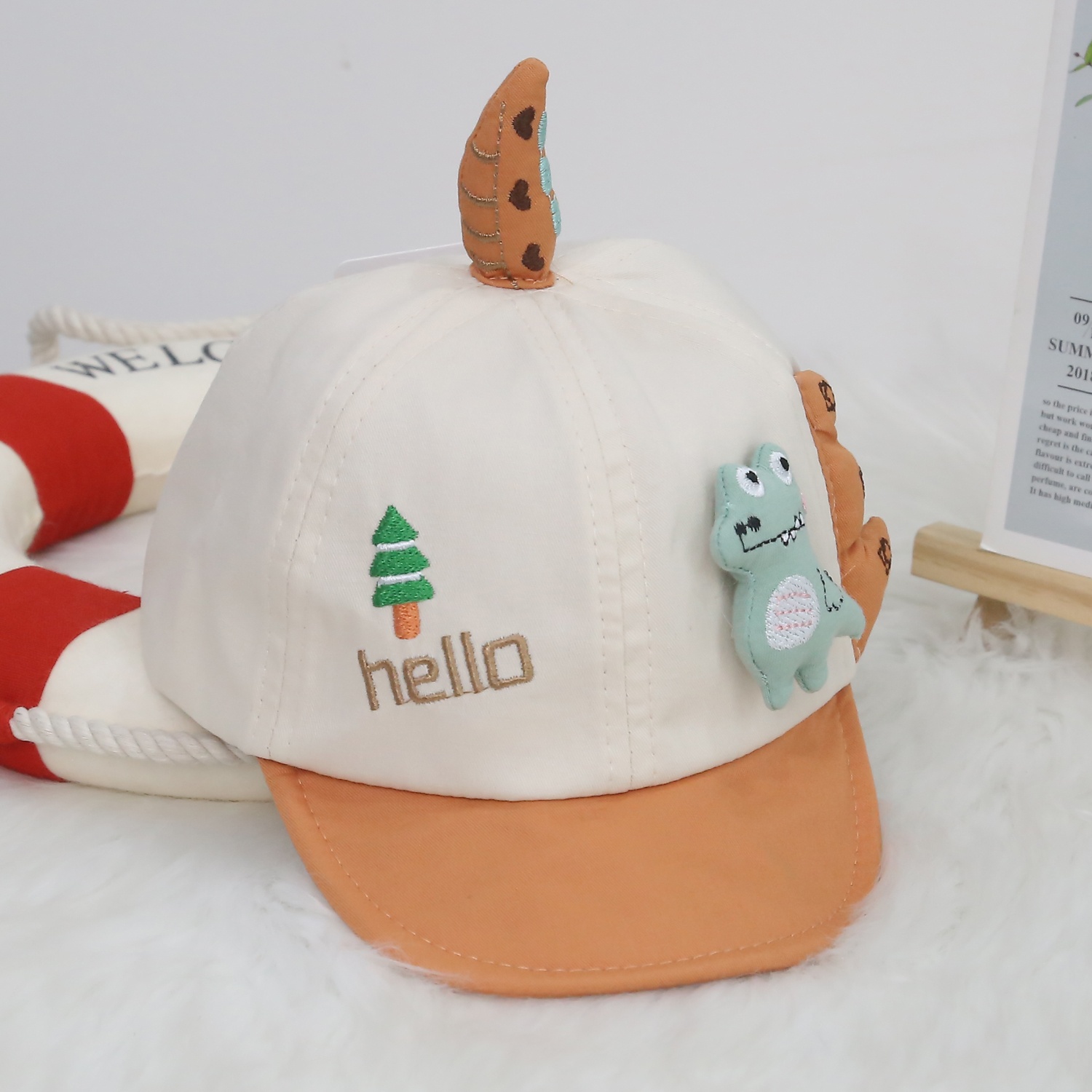 Mũ thời trang lưỡi trai in hình khủng long KidsPlaza 24K-H01 S48 (Cam)