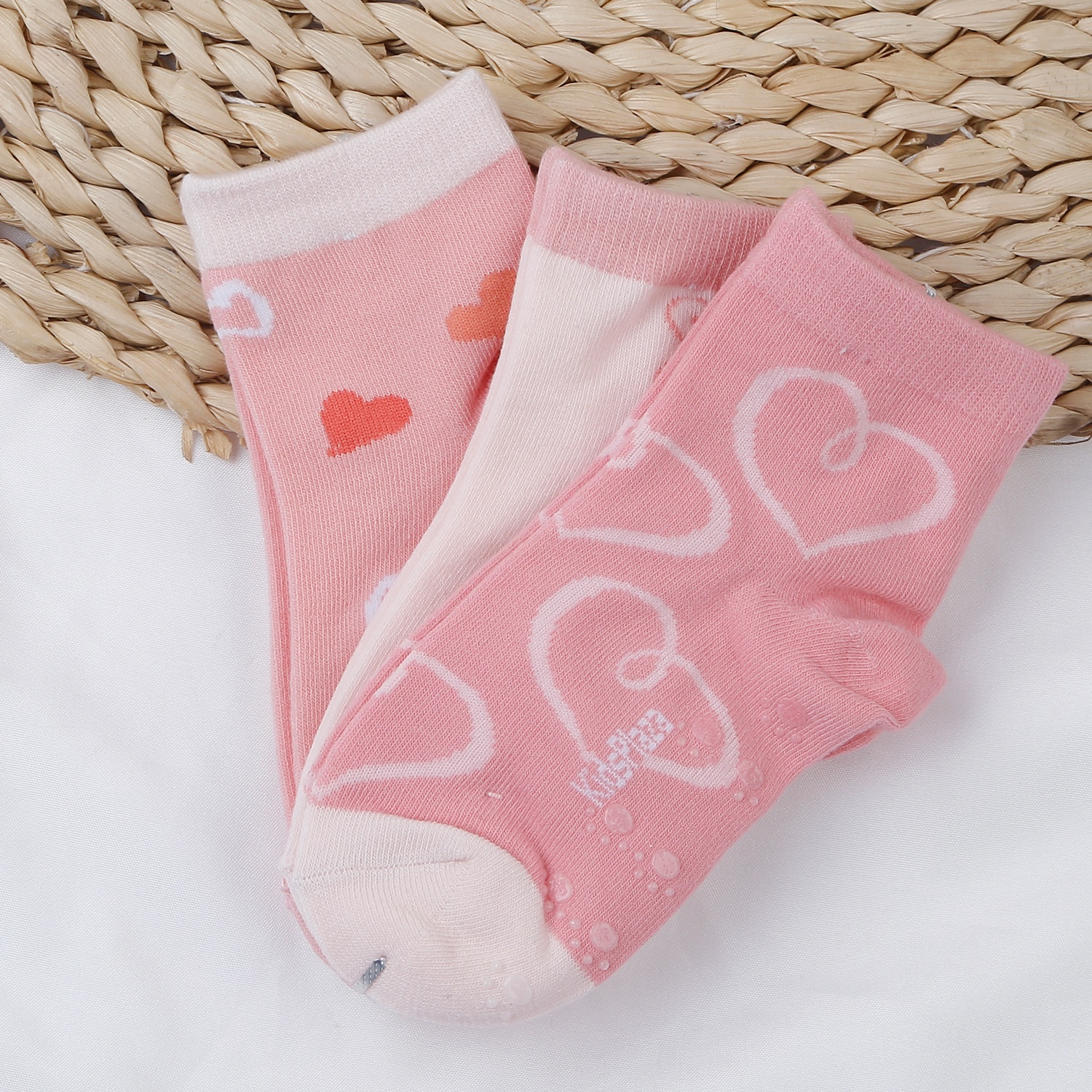 Set 3 tất bé gái KidsPlaza trái tim 3-5Y BH25D (Hồng) hình 1