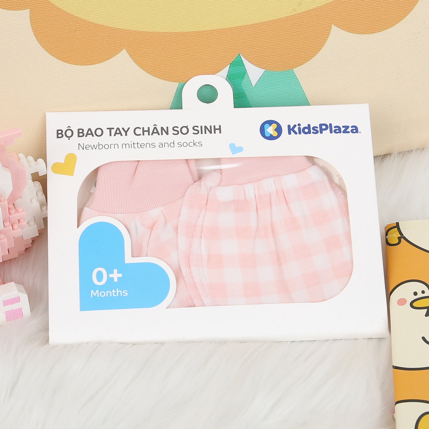 Set bao tay, bao chân KidsPlaza Otis ND24H kẻ vuông (Hồng)