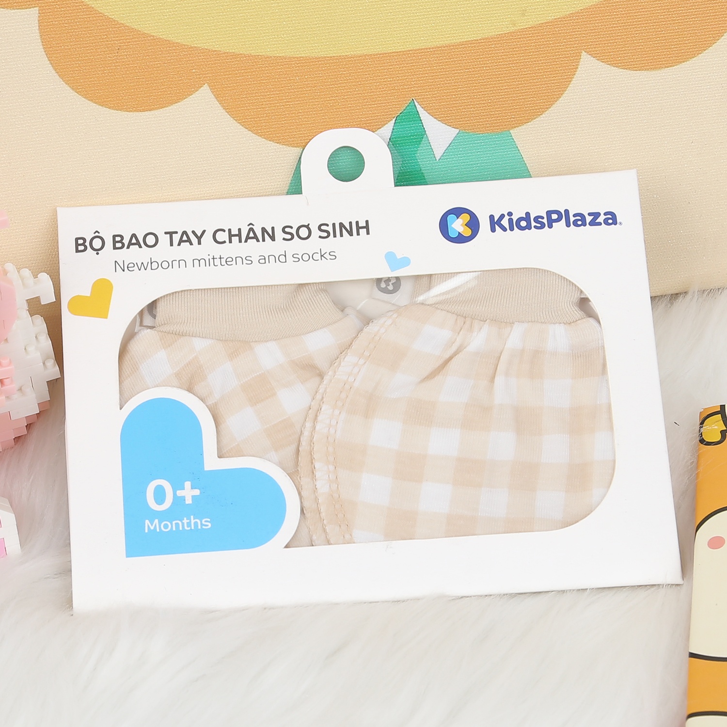 Set bao tay, bao chân KidsPlaza Otis ND24H kẻ vuông (Màu be) hình 1