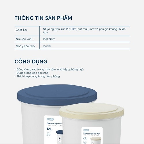 Thùng rác đạp Hiro hình tròn 12L (Màu ngẫu nhiên) hình 4