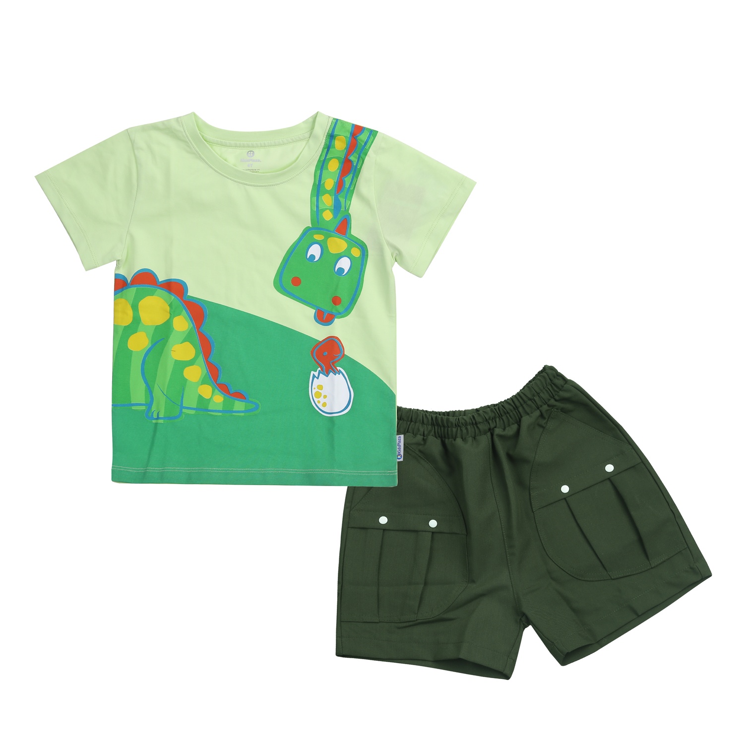 Bộ cộc bé trai in hình khủng long ở vai màu xanh KidsPlaza TT24H