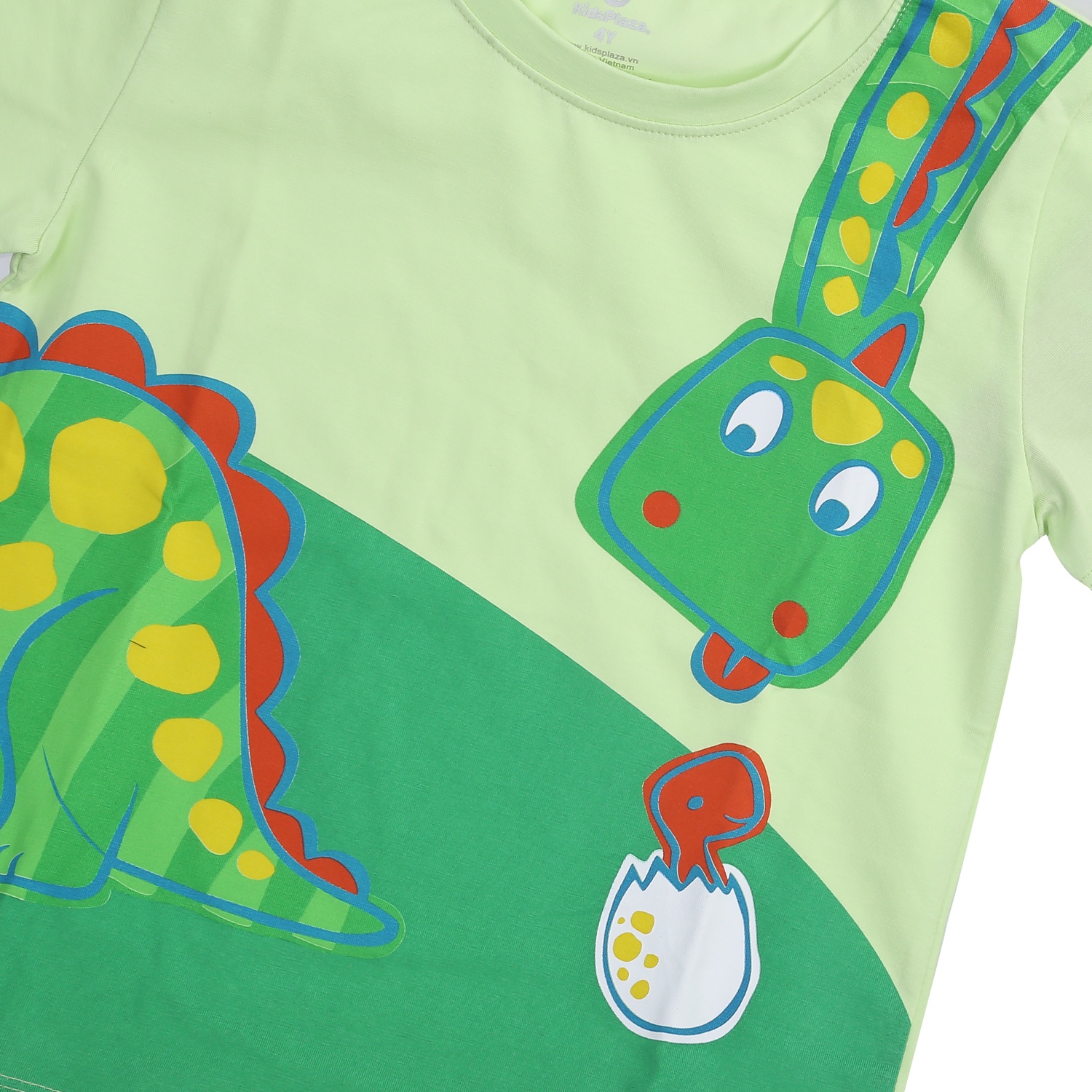 Bộ cộc bé trai in hình khủng long ở vai màu xanh KidsPlaza TT24H