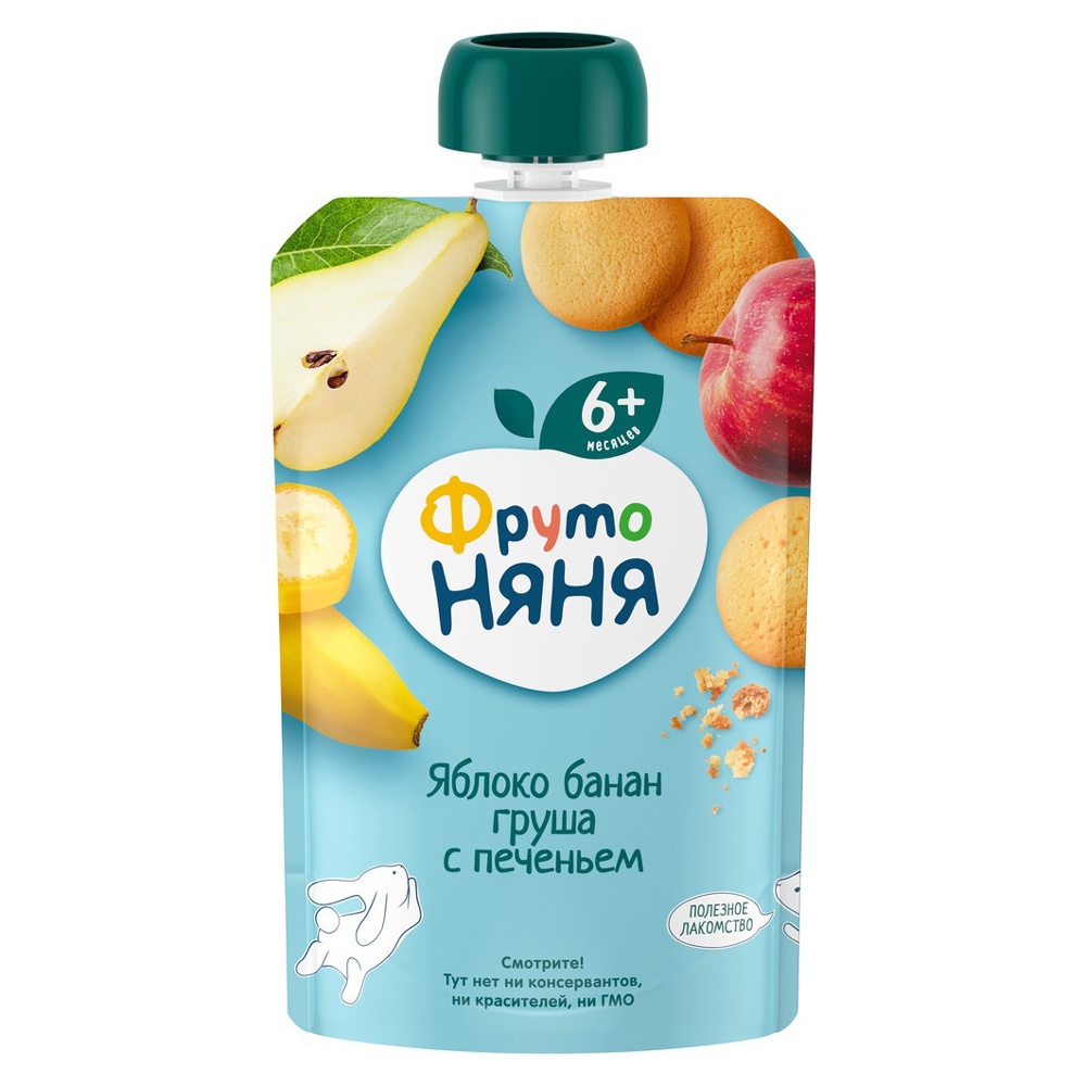 Trái cây nghiền táo, chuối, lê, bánh quy Fruto 90g