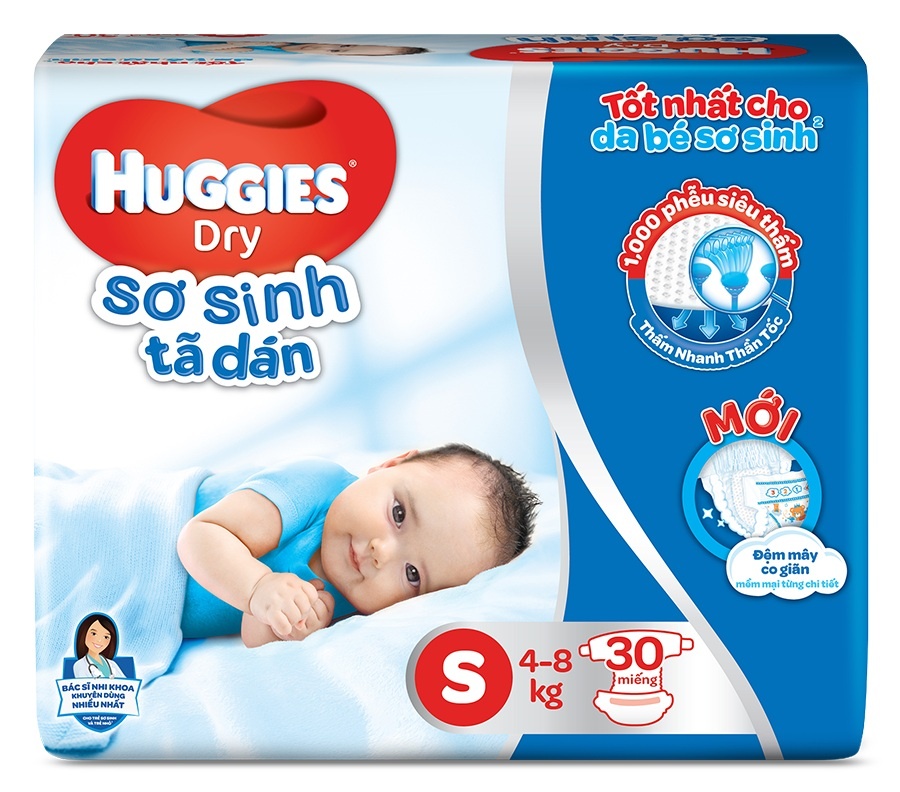 Bỉm - Tã dán Huggies size S - 30 miếng (cho bé 4 - 8kg)  hình 1