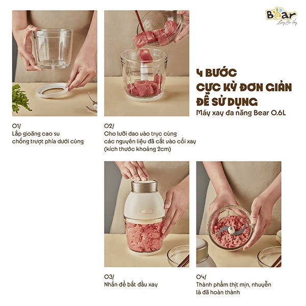 Máy xay ăn dặm Bear 0.6L QSJ-D02Q1 200W hình 5