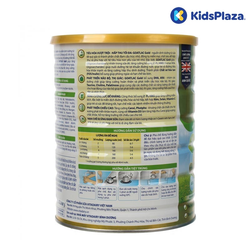 Sữa dê Goatlac Gold 0+ 800G cho bé biếng ăn (0-12M) hình 3