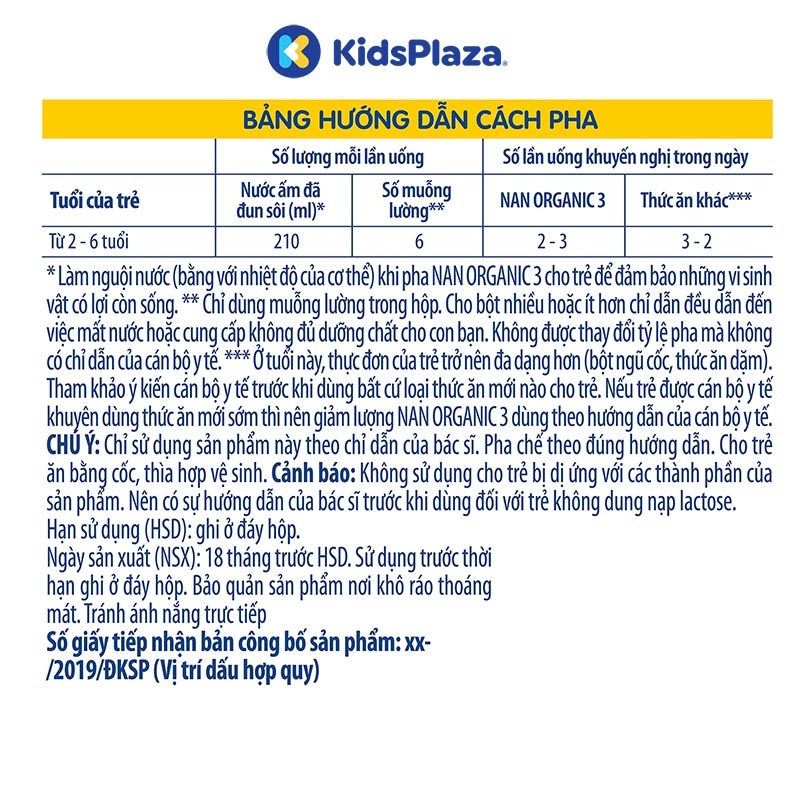 Sữa Nan Organic số 3 900gr cho bé từ 2-6 tuổi hình 4