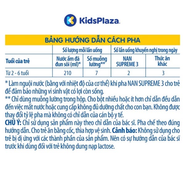 cách pha sữa Nan Supreme 3 800g