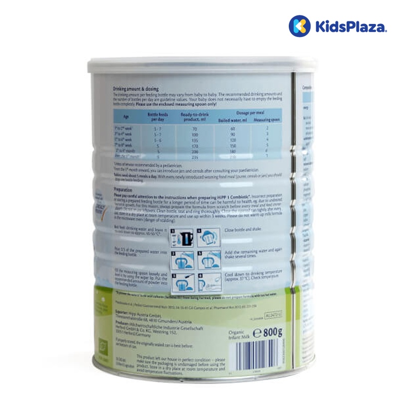 Sữa Hipp Organic số 1 Combiotic HMP 800gr cho bé từ 0-6 tháng hình 2