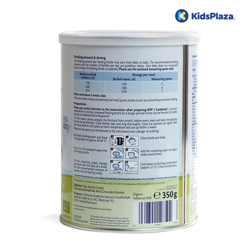 Sữa Hipp Organic Combiotic HMP 350gr cho bé từ 6-12 tháng hình 2
