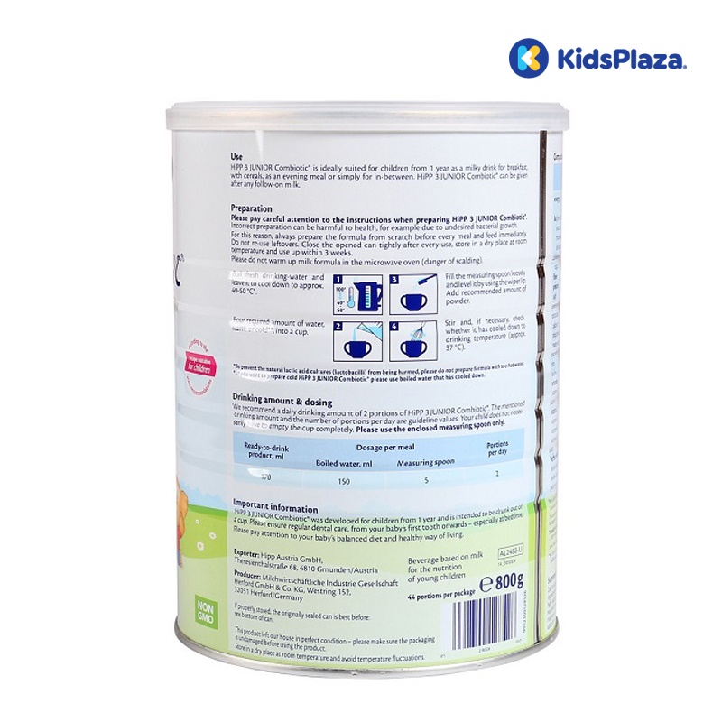 Sữa Hipp số 3 Organic Combiotic HMP 800gr cho bé từ 1-3 tuổi hình 2