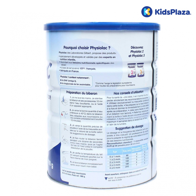 Các thành phần chính có trong sữa Physiolac số 1 