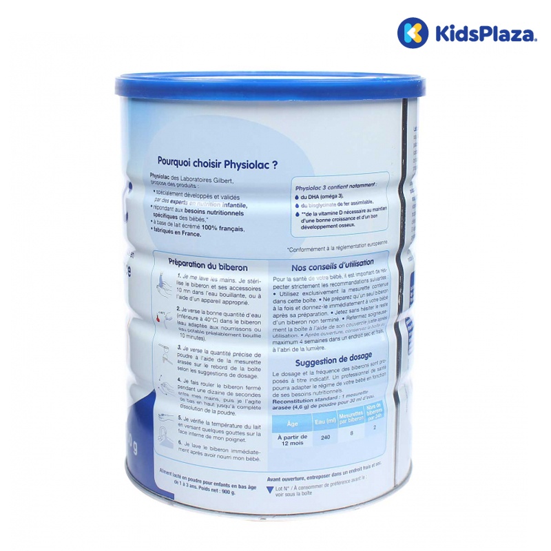 Sữa Physiolac số 3 900g New cho bé từ 1-3 tuổi hình 2