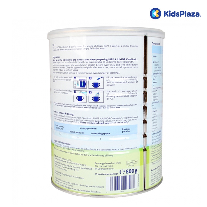 Sữa Hipp số 4 Junior Combiotic 800g hình 2