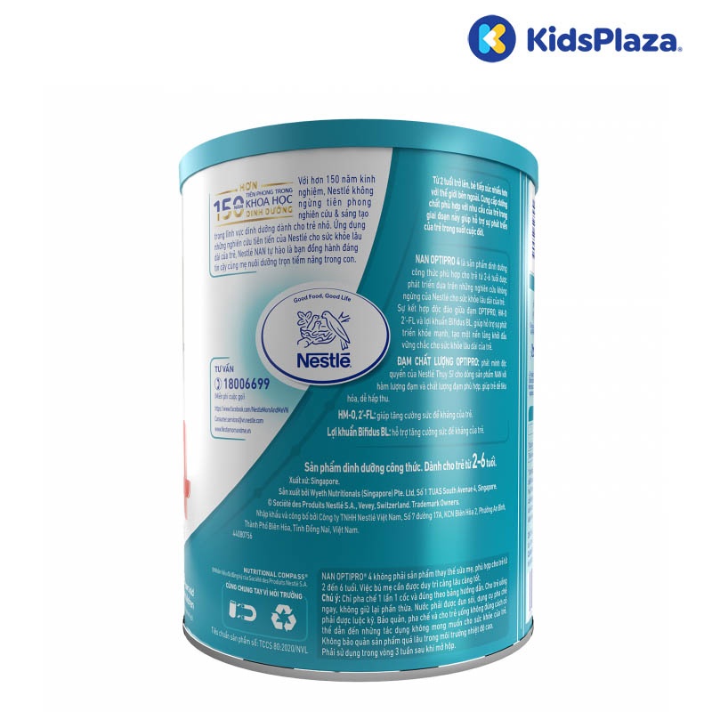 Sữa Nan Optipro HMO số 4 900gr cho bé 2-6 tuổi hình 2