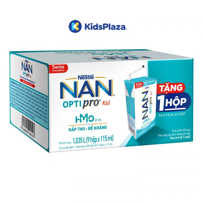 Sữa Nan Optipro Kid HMO 9*115ml cho bé từ 1 tuổi trở lên hình 1