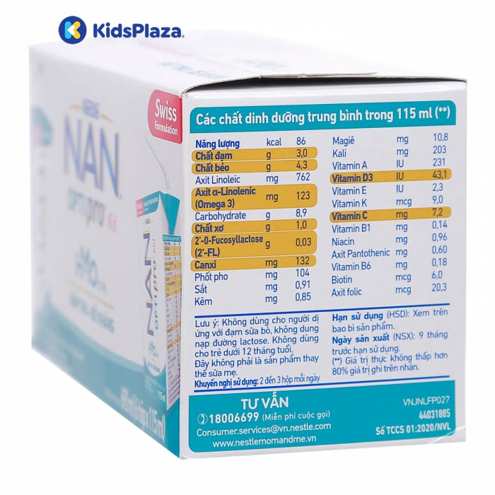 Sữa Nan Optipro Kid HMO 6x115ml cho bé từ 1 tuổi trở lên hình 2