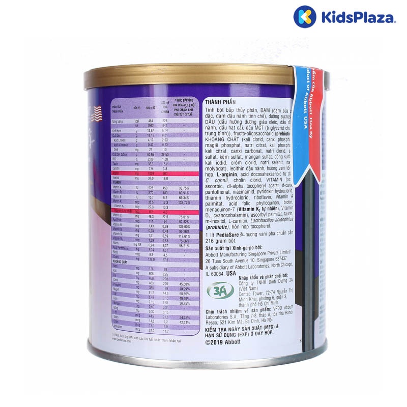 sữa pediasure ba 400g hương vani