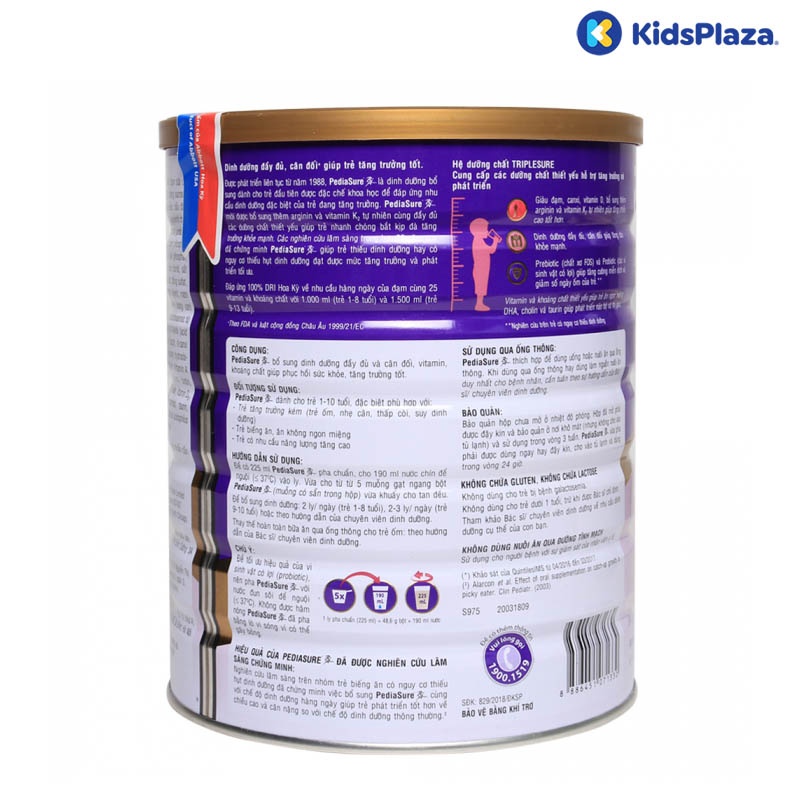 Sữa PediaSure BA 1600g vị vani ít ngọt cho bé 1-10 tuổi hình 3