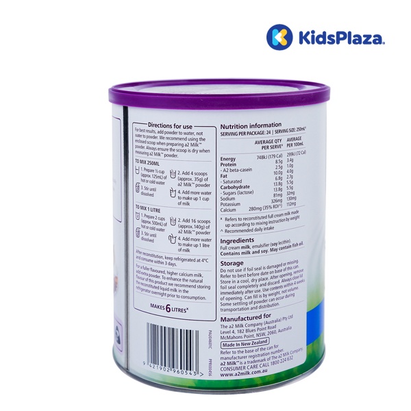 Sữa tươi nguyên kem A2 dạng bột (850g) cho người lớn và trẻ em trên 1 tuổi hình 2