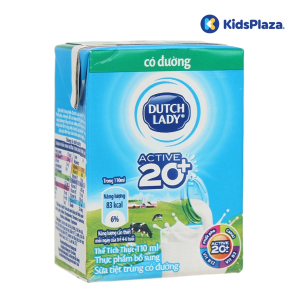 Sữa tươi tiệt trùng có đường Active 20+ Dutch Lady 110ml cho bé trên 1 tuổi hình 3